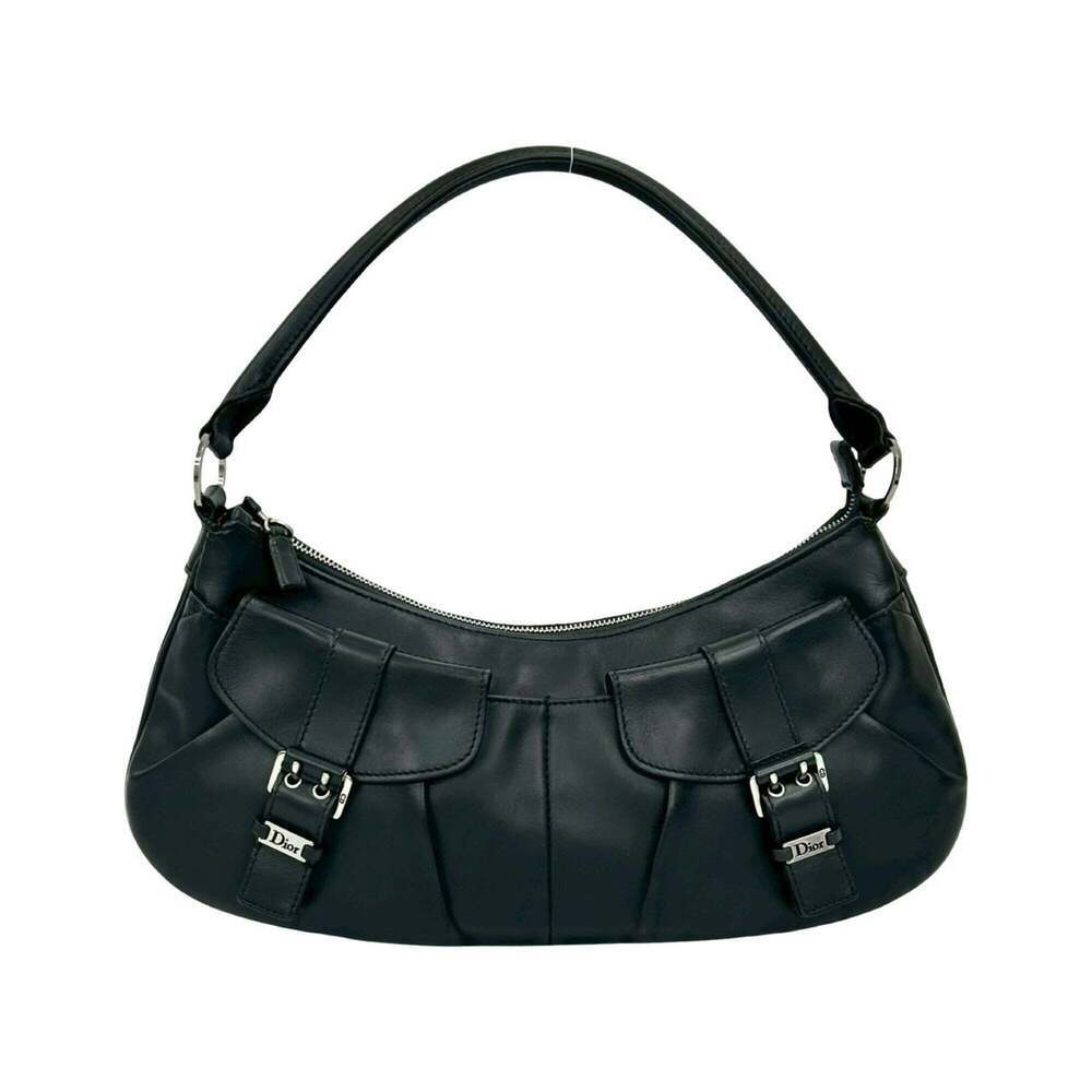 CHRISTIAN DIOR Black Leather Shoulder Bag